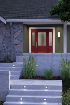 a house with steps leading up to the front door