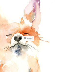 a watercolor painting of a dog's face with the word zoom on it