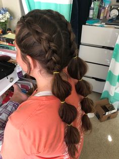 Cute Volleyball Hairstyles, Bubble Braid, Bubble Braids, Cute Braided Hairstyles, Braided Ponytail Hairstyles