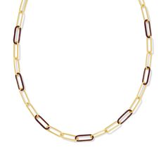 Looking for a style essential with unique flair? Fun and funky, the Kendra Scott Ainsley Convertible Chain Necklace in Burgundy Enamel plays up the basic paperclip chain with alternating metal and enamel links in spirited colors. Metal - 14k Yellow Gold Over Brass Material - Burgundy Enamel Closure - Lobster Clasp With Single Adjustable Slider Bead Size - 20 Inch Chain with 3 Inch Extender Note - Due to the one-of-a-kind nature of the medium, exact colors and patterns may vary slightly from the Tech Accessories Gadgets, Dune Jewelry, Jellycat Stuffed Animals, Kendra Scott Necklace, Fall Accessories, Summer Accessories, Brass Material, Pandora Jewelry, Animal Jewelry