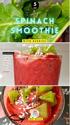 the smoothie is ready to be eaten in the blender and it's made with