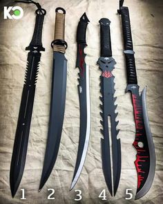 four different types of knifes on a sheet