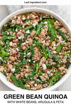 green bean quinoa with white beans, arugula and feta