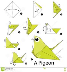 how to make an origami bird with paper step by step instructions for kids