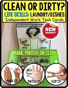 a poster with instructions on how to clean or dirty hands and other activities for kids