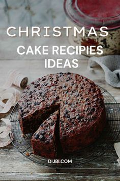 a cake on a plate with the words christmas cake recipes ideas