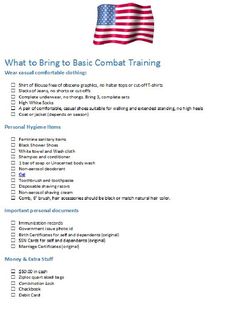 an american flag with the words'what to bring to basic combat training? '