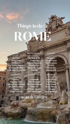 an advertisement with the words things to do in rome