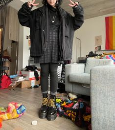 Grunge Mall Outfits, Winter Outfits Cold Grunge, Grunge Outfits For Cold Weather, Cold Weather Emo Outfits, Alt Outfits Cold Weather, 90s Alt Outfits, Rainy Day Alternative Outfit, Goth Outfits Cold Weather, Winter Emo Outfits Cold Weather