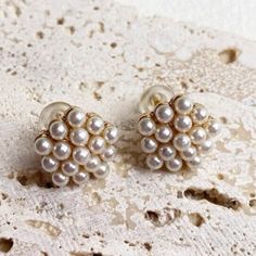 New Vintage Style Pearl Cluster Button Stud Earrings Goldtone Hardware ~ Beautiful White Faux Pearls Old Hollywood Vintage Glam Vibe Measurements: Face 0.5 In W New In Package | Removed Only To Photograph This Listing Part Of This Month’s 3 For $38 Sale ~ Add To A Bundle & I’ll Adjust Your Price! (Or Send The Offer Yourself)! Now With Discounted Shipping!! Jewelry Obsessed & Browsing? Feel Free To Stop By My Page For Over 200 Active Jewelry Listings! Save $ With Bundled Packages! Gift Wrapping A Old Hollywood Vintage, White Topaz Earrings, Hollywood Vintage, Pearl Cluster Earrings, Rose Stud Earrings, Geometric Hoop Earrings, Betsey Johnson Earrings, Pumpkin Earrings, Heart Dangle Earrings