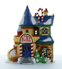 ACME Toy Factory from the Department 56 North Pole Collection 56729 Toy Factory, Department 56, North Pole, Christmas Village, Looney Tunes, Gingerbread House, Snow Globes, Christmas Ideas, Christmas Decorations