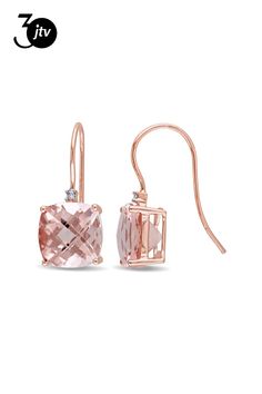 6.80ctw Morganite And Diamond Accent 14k Rose Gold Solitaire Earrings Solitaire Earrings, Morganite, Rose Gold, Gold