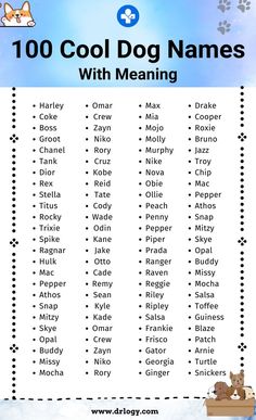 Cool Dog Names Dog Names With Meaning, Cool Dog Names, Big Dog Names, Names For Animals, Animal Shelter Design, Sims Names