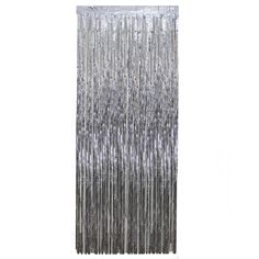 silver foil fringe curtain on a white background