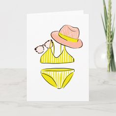 Soak up the Sun - Yellow Swimsuit Card Size: ' ', 5" x 7". Color: Matte. Gender: unisex. Age Group: adult. Beachwear Sun Hat For Vacation, Beachwear Sun Hat With Uv Protection For Sunbathing, Poolside Beachwear Sun Hat With Uv Protection, Beachwear Sun Hat With Uv Protection For Poolside, Uv Protection Beachwear Sun Hat For Poolside, Beachwear Sun Hat For Poolside And Beach Season, Beachwear Sun Hat For Poolside, Poolside Beachwear Sun Hat For Beach Season, Uv Protection Sun Hat For Beachwear