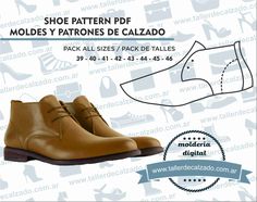 Patrones de calzado listos para impirmir La compra incluye un archivo PDF con los patrones / moldes del modelos de zapato en todos los talles indicados Para realizar este zapato necesitas contar con unas hormas como las indicadas según el modelo que quieras realizar. Las medidas son aproximadas No están incluidas las explicaciones de como fabricar un zapato ni se incluyen materiales ni herramientas. Debes contar con ellos para poder fabricar el calzado Cursos online y patrones digitales en www.t Pattern Shoes, Shoe Last, Shoe Pattern, Zipper Boots, Star Shoes, How To Make Shoes, Women Lace, Digital Pattern, Character Shoes