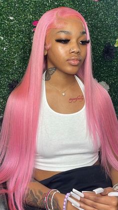 Light Pink Frontal Wig, Light Pink Hair, Light Baby Pink, Baby Pink Color, Glueless Wigs, Pink Wig