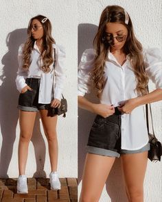 Outfits coquetones con shorts para días de calorsss Ootd For Short Girl, Short Girl Outfits, Girly Girl Outfits, Elegante Casual, Trendy Summer Outfits, Pinterest Outfits, Fashion Hacks Clothes, Teenage Fashion Outfits