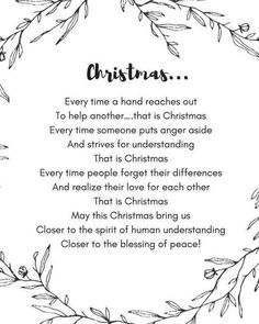 a christmas poem is shown in black and white