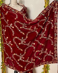 It is a beautiful shawl for women. It is a full big size shawl . It is beautifully embroidered with thread and sequence work on it. Its length is 3 yards and width 1 yard. Very beautiful, elegant, lightweight and soft velvet. Color red. No return or exchange please . Velvet Shawls Pakistani, Velvet Shawls, Soft Velvet, Shawls And Wraps, Red Color, Scarf Wrap, Shawl, Scarf Accessory, Velvet