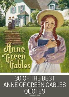 the cover of anne of green gabless, with an image of a woman holding a book