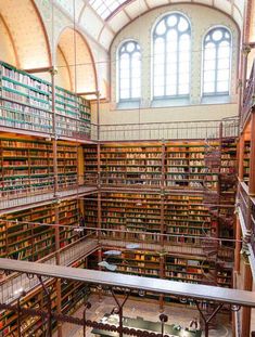 the interior of a large library filled with lots of books