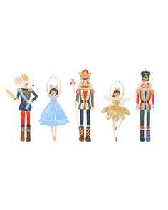 the nutcrackers are lined up in their costumes