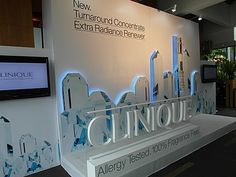 an exhibit display with the words ctinnou on it's side and cityscape