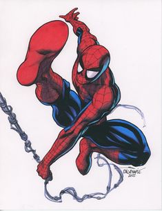 a drawing of a spider - man in mid air