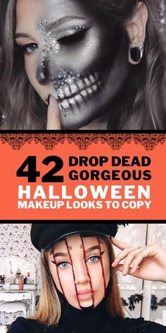 Pretty Zombie Makeup, Halloween Make Up Looks, Pretty Halloween Makeup, Half Face Makeup, Quick Halloween Costumes, Hallowen Ideas, Halloween Makeup Ideas, Halloween Makeup Pretty