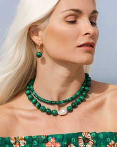 Genuine Malachite Single Baroque Pearl 22k gold plate findings 16″ plus 3″ extension Customized length available Hand knotted in our TX studio Pearl Strands Necklace, Pearl Strand, Gemstone Necklaces, Pearl Strands, Silk Thread, Artisan Craft, Strand Necklace, Baroque Pearls, 22k Gold