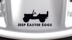 jeep easter eggs sticker on the side of a car tire with an arrow pointing to it