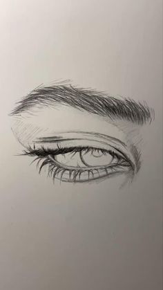 a drawing of an eye with long lashes