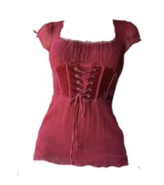 Casual Summer Corset, Fitted Red Tops With Lace Trim, Fitted Red Top With Lace Trim, Fitted Y2k Tops With Lace Trim, Fitted Y2k Top With Lace Trim, Red Lace Trim Top For Summer, Tie Corset, Pngs For Moodboards, Vintage Casual