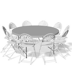 a round table with chairs around it on an isolated white background for display or montage