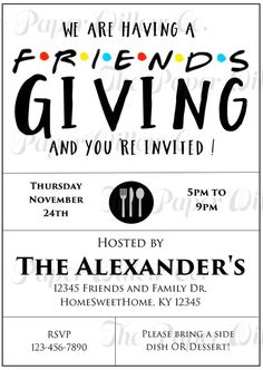 the flyer for friends giving and you're served at the alexandriar's