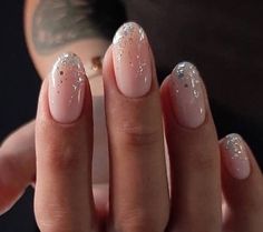 Engagement Nails, Glitter Gel Nails, Simple Gel Nails, Casual Nails, Oval Nails, Elegant Nails, Bridal Nails, Xmas Nails