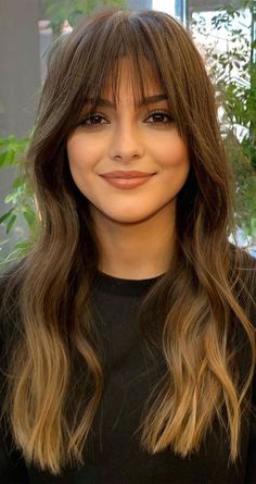 Straight Bangs Long Layers, Long Hair With Bangs Dark Brown, Bangstyle Hair Long Square Face, Haircuts For Long Hair And Bangs, Haircuts With Bangs And Layers Medium, Long Fine Hair Haircuts With Bangs, Ghost Bangs Hair, Bangs With Extensions, Long Straight Hair With Fringe