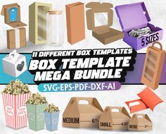 the box template mega bundle includes various boxes and other items to make it look like they are