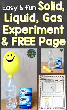 an easy and fun liquid, gas experiment and free page