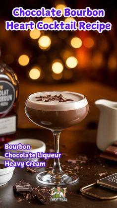 "Indulge in the ultimate romantic treat with our Chocolate Bourbon Heart Cocktail Recipe! This sweet chocolate bourbon drink combines rich chocolate and smooth whiskey for a delightful experience. Perfect for Valentine’s Day, this bourbon heart drink is an easy chocolate bourbon recipe that will impress your loved one. Enjoy a luxurious chocolate whiskey cocktail that embodies love and sweetness. Discover the magic of the Bourbon Love Cocktail today!"