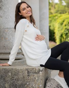 Super soft & stylish, Seraphine's Cream Ribbed Cotton Maternity & Nursing Sweater is a cozy option for bump & breastfeeding afterwards. Ripple Stitch Sweater, Crochet Maternity, Nursing Sweater, Cotton Cable Knit Sweater, Ripple Stitch, Sleepwear Dress, Bra Dress, After Baby, Maternity Sweater