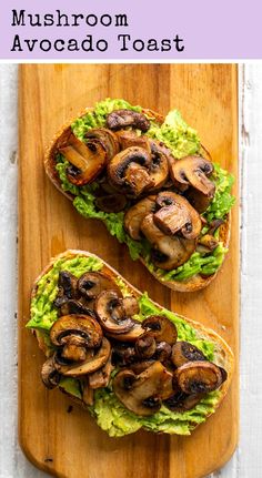 two sandwiches with mushrooms and lettuce on them