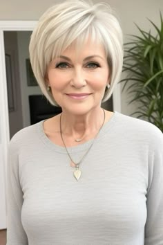 Short Hairstyle Women Over 50 Over 50 Round Face, Chin Length Bob With Layers Thick Hair, Stacked Bob Haircuts For Women Over 50, Messy Short Hair, Lavender Hair, Edgy Short Hair