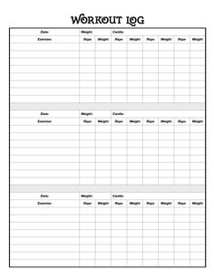 the workout log is an excellent way to keep track on what you are working with