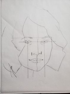 a drawing of a man's face with lines drawn on the side of it