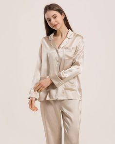 Type: Two-piece Silk Pajama SetMaterial: 100% 19 Momme Luxury Mulberry Silk Details: Cropped trouser length with self-tie at the waist for an adjustable fit. 2 front pockets and 1 left chest pocket, all with contrasting piping. Indulge in the luxurious comfort of our 19 Momme Charmeuse Silk Pajama Set. Perfect for peaceful slumbers or lazy Sunday mornings, these timeless pajamas will make you feel effortlessly chic and comfortable. Choose from a range of colors and experience the natural benefit Silk Night Dress Trouser Shirt, Night Shirts For Women, Cropped Trouser, Men Loungewear, Silk Pajamas Women, Chemise Dress, Silk Nightwear, Silk Clothes, Dress For Kids