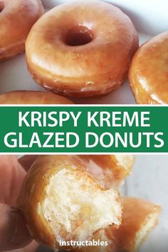 krispy kreme glazed doughnuts are stacked on top of each other