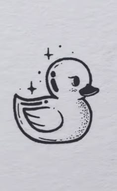 a drawing of a rubber duck with stars on it