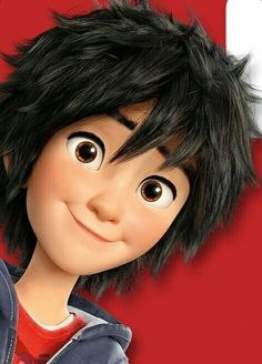 an animated character with black hair and big eyes